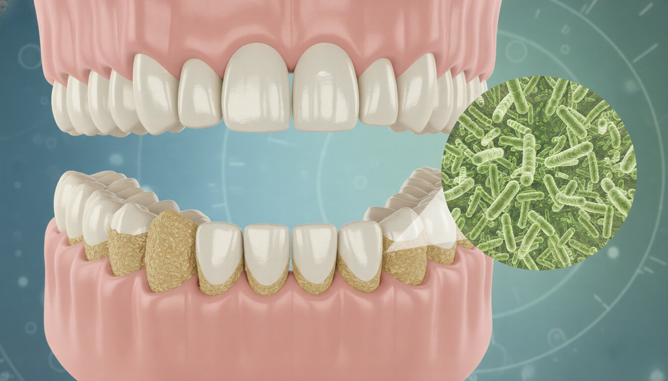 Процесс накопления бактериального налета на зубах