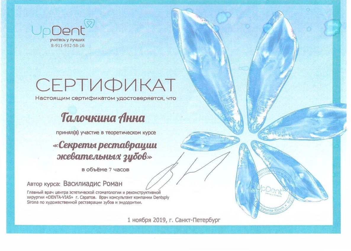 Галочкина А. Б. Теоретический курс «Секреты реставрации жевательных зубов»